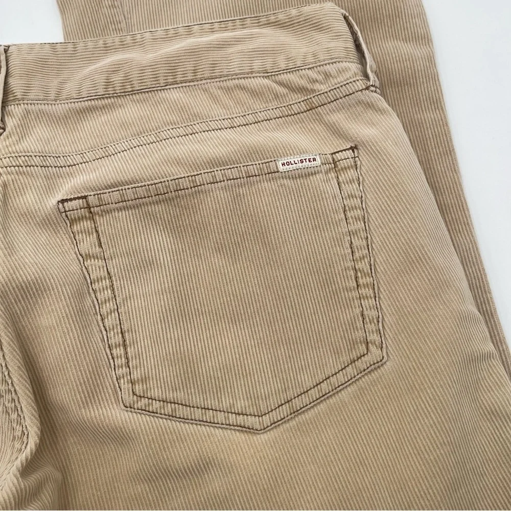 Vtg Y2K Hollister Tan Corduroy Flare Pants Junior 5 Stretch Retro Low Rise - Picture 6 of 15